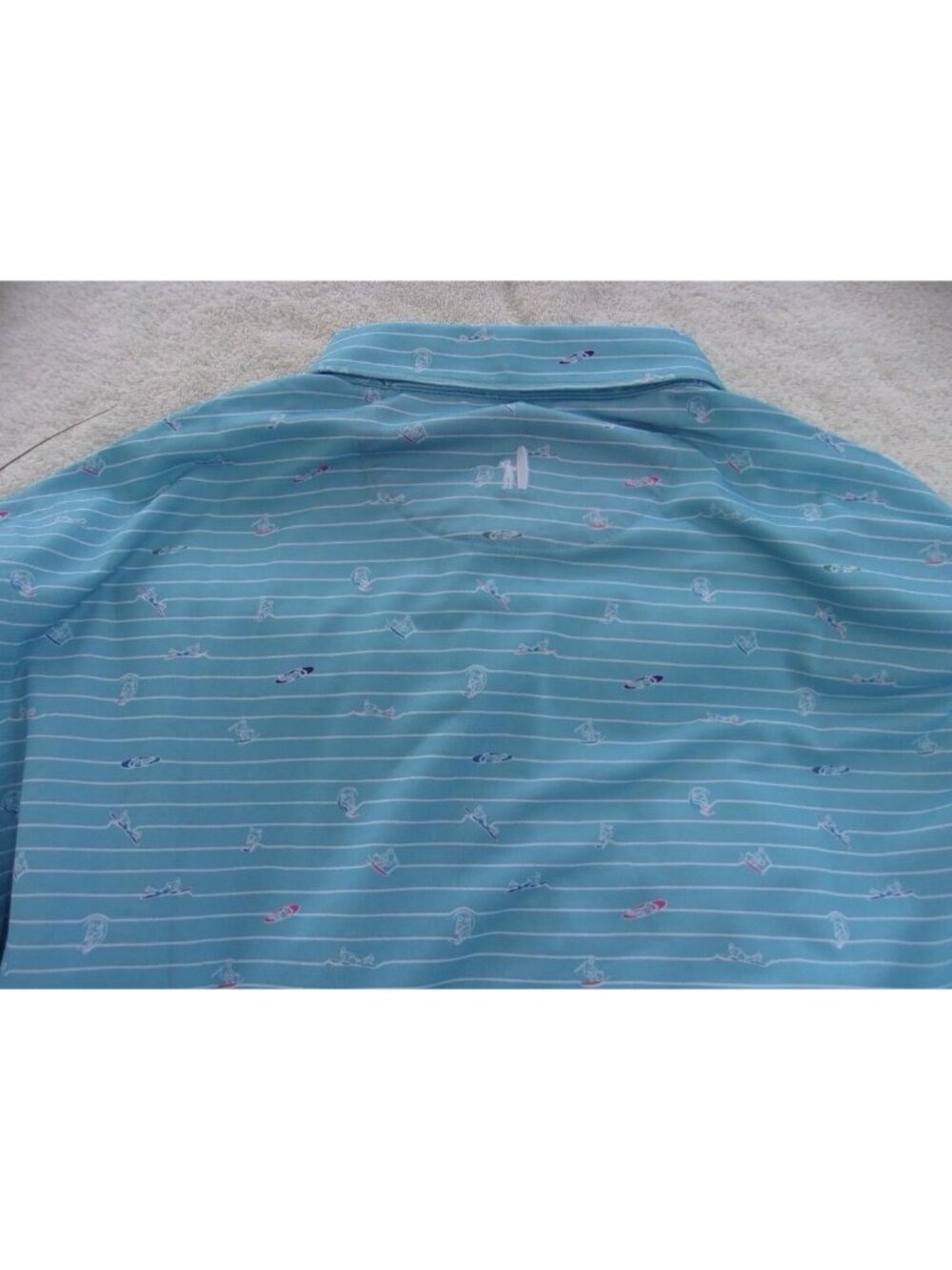 Johnnie-O Surfin’ Stripes Golf Polo Shirt SS Surfer Men’s Sz Large - Picture 3 of 3